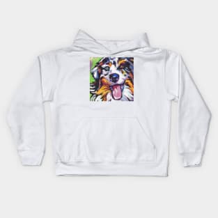 Australian shepherd Aussie Bright colorful Pop Art Kids Hoodie